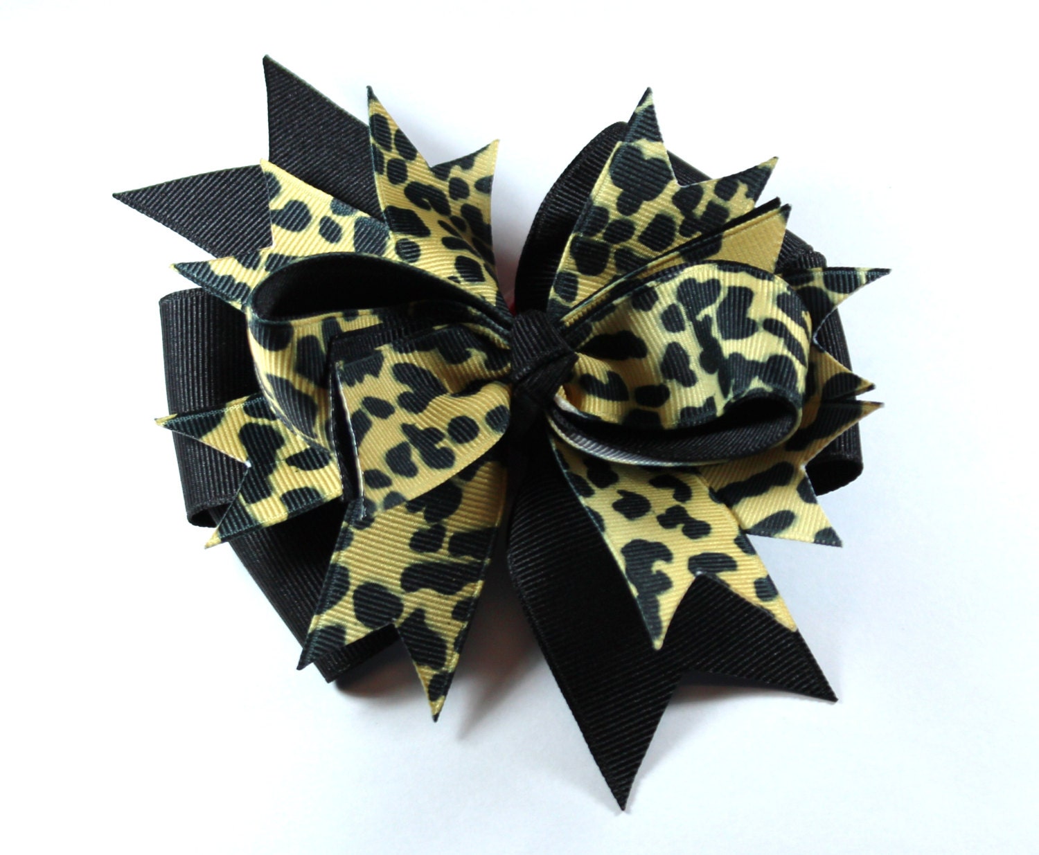 Boutique Black Cheetah Print Hair Bow Clip Hair Bow