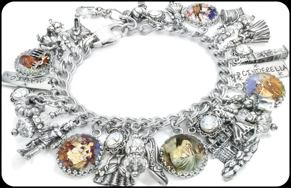 silver charm bracelet jewelry cinderella fairytale