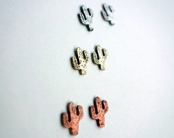 Cactus Studs - Hand Carved Saguaro Cactus Studs- Handmade by Rachel Pfeffer