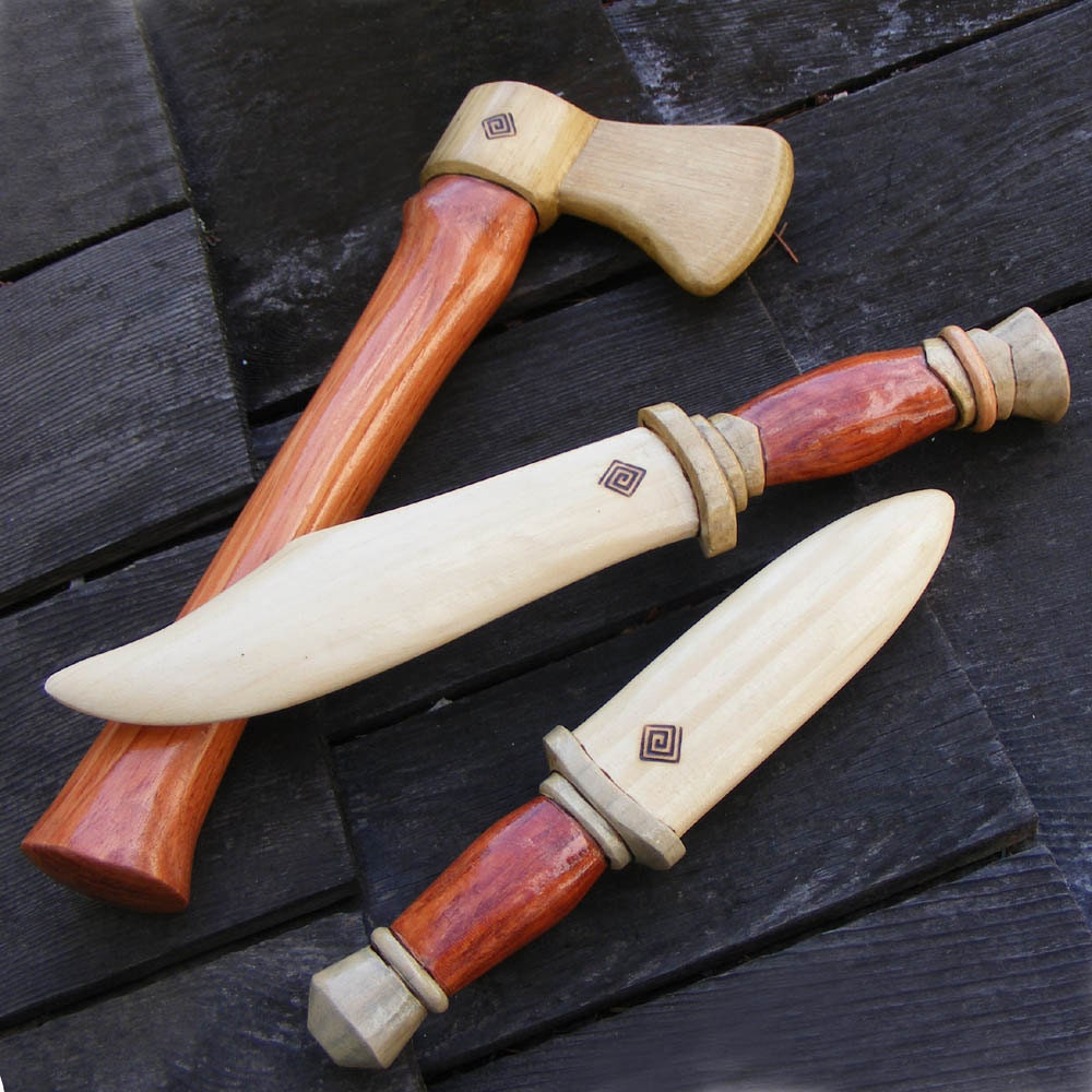 Viking Prize Toy Axe and Daggers Set by FriendlyFairies on Etsy