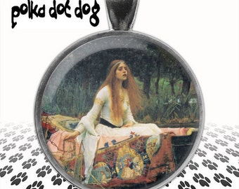 Lady of Shalott -- Waterhouse Pre-Raphaelite Large Glass-Covered Pendant