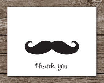 Moustache Note Cards, Mustache Note Cards, Moustache Cards, Moustache Thank You, Mustache Thank You, PRINTABLE