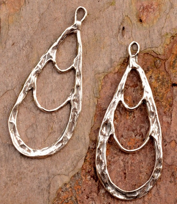 Rustic Teardrop Earring Dangles in Sterling Silver E376