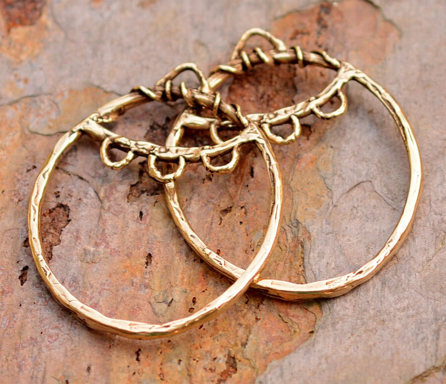 Bohemian Earring Findings Gold Bronze Earring Hoops by CathyDailey
