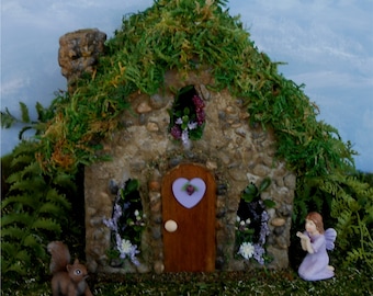 Fairy House, Fairy Garden,FREE SHIPPING, Gift for Gardeners,Miniature Garden, Garden Decor, Garden Cottage, Purple Heart