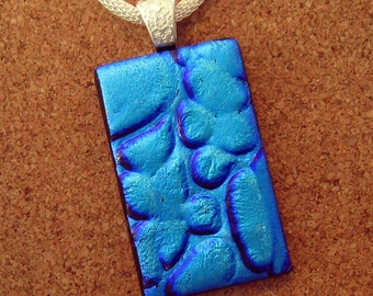 Dichroic Glass Pendant - Fused Glass Pendant - Dichroic Jewelry - Fused Glass Jewelry - Blue Pendant