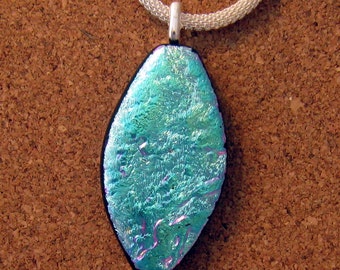 Dichroic Glass Pendant - Fused Glass Pendant - Dichroic Jewelry - Fused Glass Jewelry - Dichroic Necklace - Turquoise Dichroic Pendant