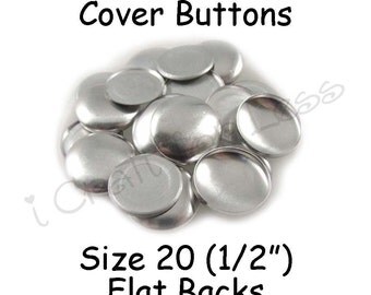 200 Cover Buttons / Fabric Covered Buttons - Size 20 (1/2 inch - 12mm) - Flat Backs - SEE COUPON