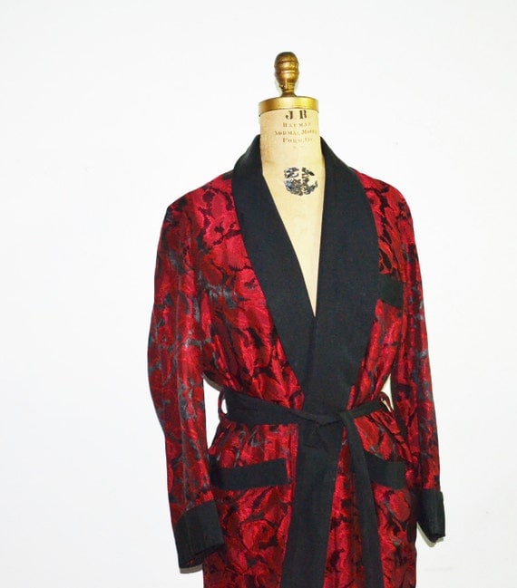 Vintage 60s Mens smoking jacket robe Majestic Size M