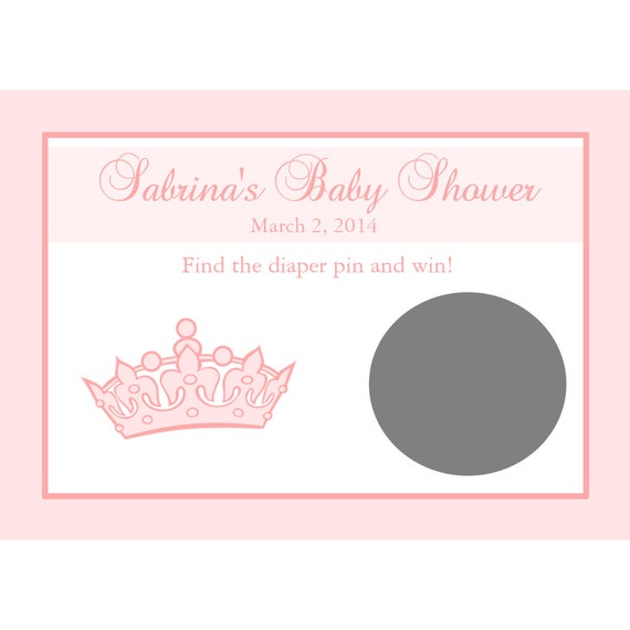 24 Personalized Baby Shower Scratch Off Game Cards Princess