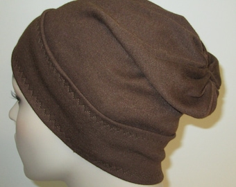 Brown Slouch Chemo Cap, Cancer Hat, Alopecia, Modest Hat,