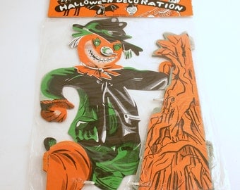 vintage halloween decoration honeycomb pumpkin scarecrow corn stalks original package - Halloween Corn Stalks vintage halloween decoration honeycomb pumpkin scarecrow corn stalks original package - Halloween Corn Stalks