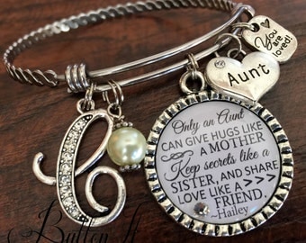 Aunt gift, GIFTS for Aunt, Aunt bracelet, Only an aunt can give hugs like a mother, Christmas gift, Aunt to be, PERSONALIZED jewelry