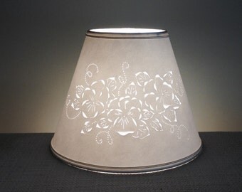 Cut & Pierced Floral Lamp Shade-Clip On Lamp Shade-Floral-Pierced Lampshade-Punched Lampshade-Barbaragailslamps