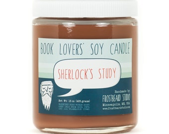 Sherlock's Study - Book Candle - Book Lover Gift - Scented Soy Candle - Frostbeard Studio - 8oz jar