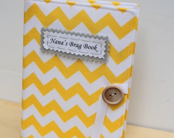 yellow chevron personalized photo album brag book