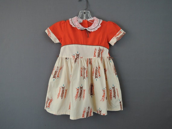 Little Girl's 50s Cotton Dress with Full Skirt 26 inch