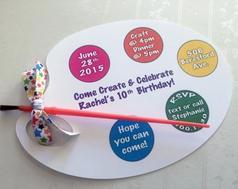Paint Party Invite, Art Party Invitation, Art Birthday Party, Paintbrush
