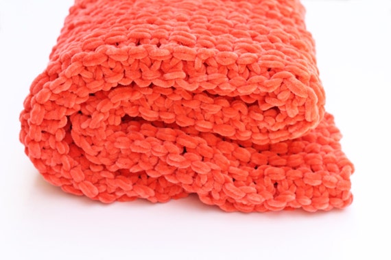 Orange baby blanket newborn blanket knitted baby blanket