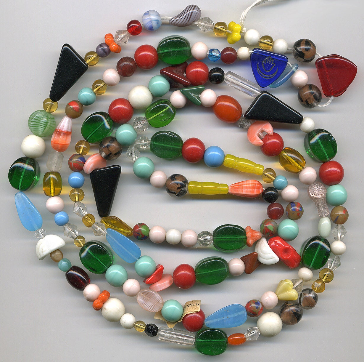 Vintage Mardi Gras Beads 57 Tagged Strand Assorted
