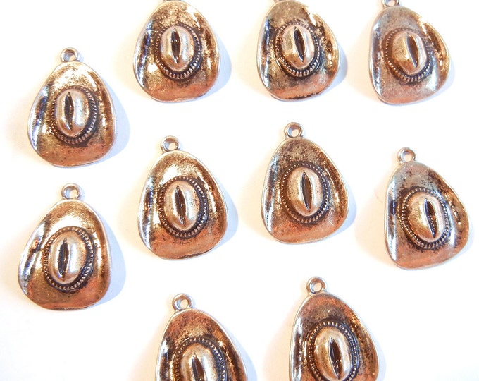 10 Cowgirl Cowboy Hat Charms Dimensional Rose Gold-tone