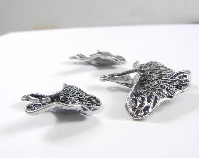 Set of Antique Silver-tone Ginkgo Leaf Pendant and Charms