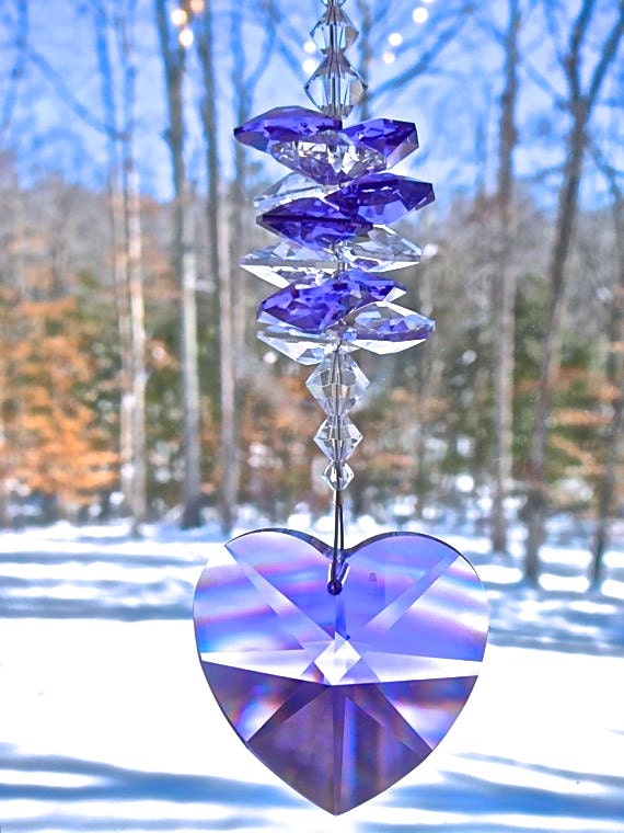 Swarovski Purple Heart Suncatcher 40mm Swarovski Purple