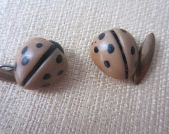 Vintage Buttons - Cottage chic 2 cute lady bug old and sweet(sept 51b)