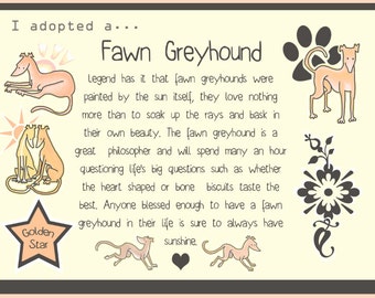 I adopted a... Fawn Greyhound - 6x8" Print