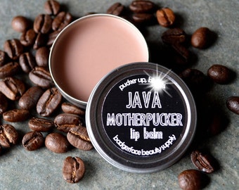 Coffee Lip Balm. Java Motherpucker Lip Balm. Funny Lip Balm. Coffee Lovers Gift. Coffee Lovers. Coffee Flavored. Novelty Gift. Swear Words.