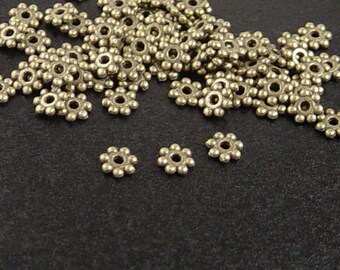 Bead Spacer 100 Antique Bronze Daisy Flower 4mm x 1mm NF (1028spa04z1)xz
