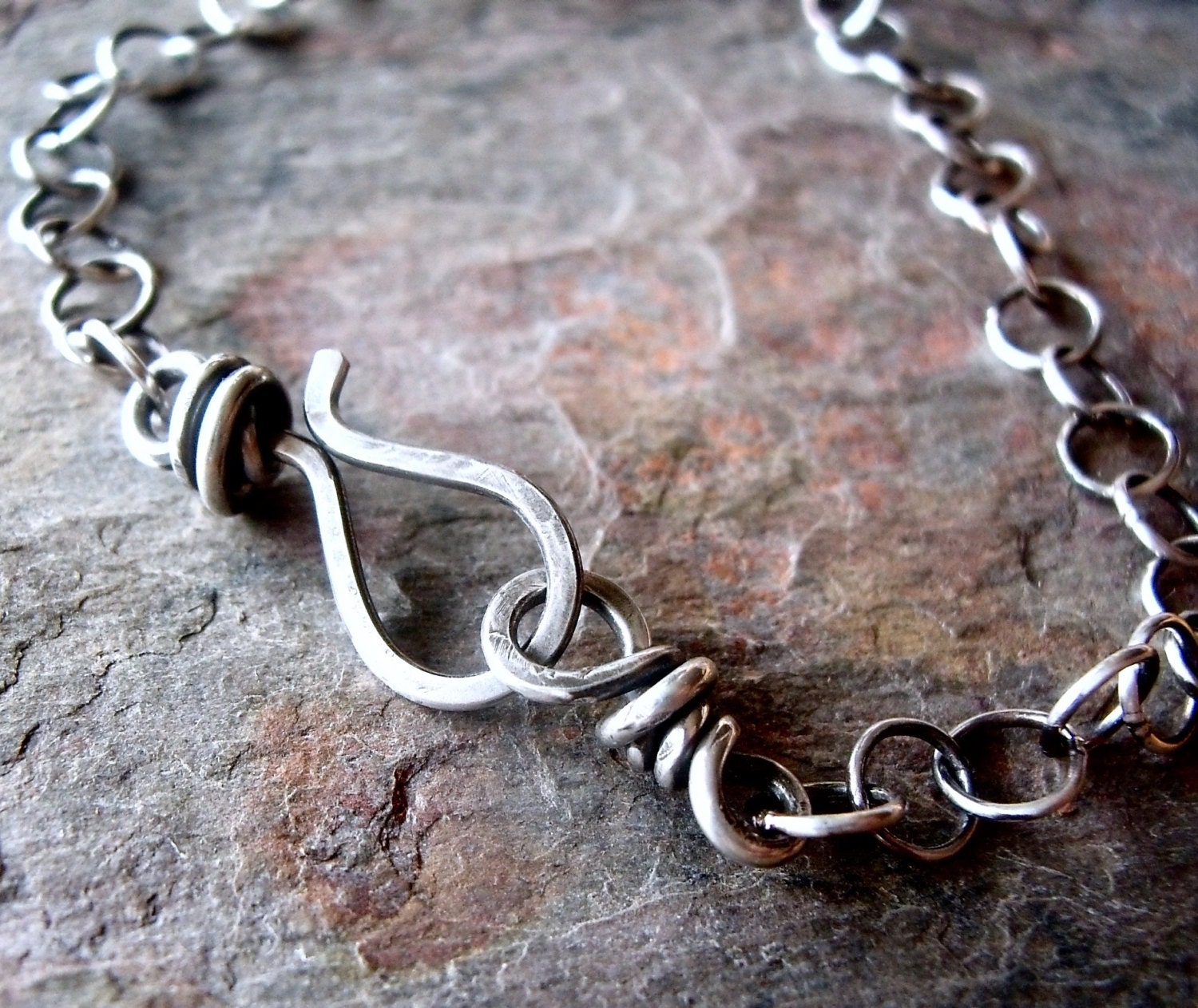 Sterling Silver Bracelet with Handmade Sterling Silver Clasp