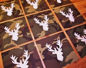 Set of 9 Hunting Big Buck Deer on 6" x 6" Camo Quilt Blocks