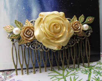 HAND-PAINTED SPRING ROSE POCKET HAIR COMB main image 1