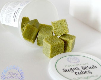 Sugar Scrub Cubes * Peppermint * Body Scrub * Exfoliating Scrub * Solid Sugar Scrub * Vegan Scrub * Shea Soap Scrub * Shea Butter