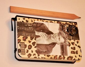 David Bowie Rock N Roll Never Dies Mixed Media Art Faux Leather Jounal