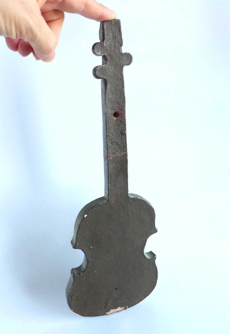Vintage Painted Violin Wall Hanging Mid by overthetopoverstock