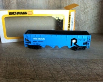 Bachmann The Rock Electric Train Car , Ho Scale Blue Open Hopper Car , Vintage Train Electric Train Car