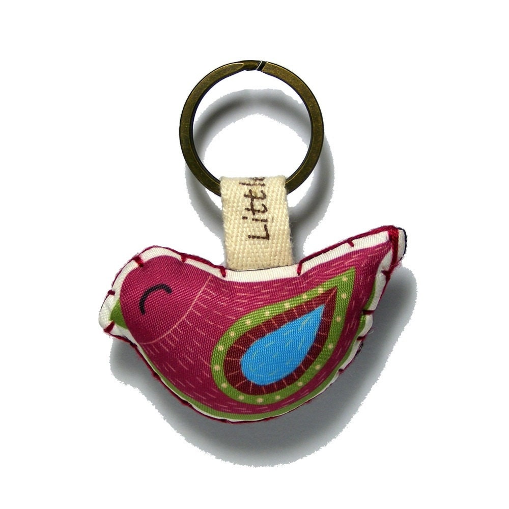 Cute hand sewn bird keychain key ring bag charm Bird