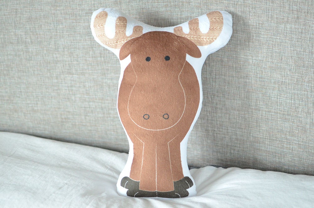 Moose Pillow Plush Stuffed Animal Woodland Crib Bedding Rustic