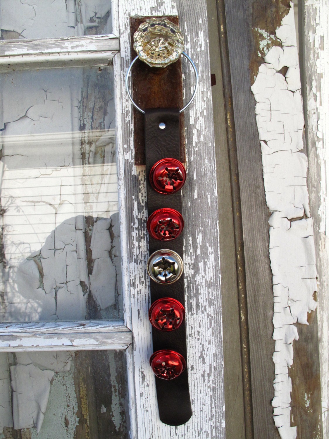 Door Bell hanger LEATHER Door Bell Hanger Rustic Christmas