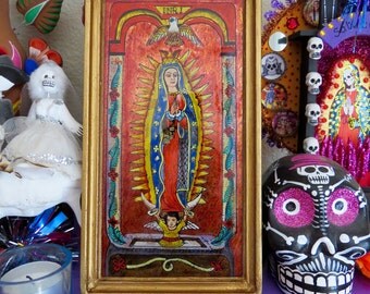 Hand painted GUADALUPE Shrine- Perfect for your religious altar