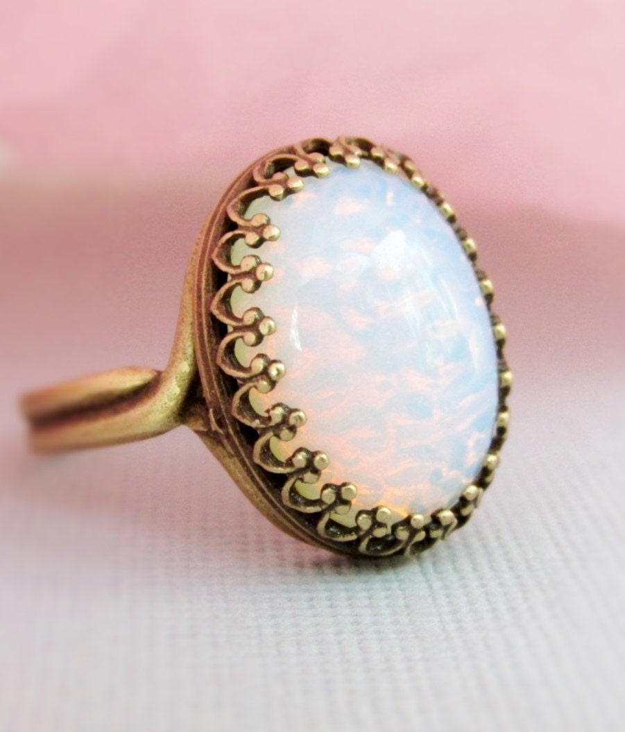 Opal Ring Large Pinfire Opal Ring October Birthstone