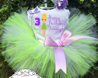 Tinkerbell Birthday Tutu Outfit - Tinkerbell Tutu Set - Tinkerbell Dress - Tinkerbell Birthday Tutu Outfit
