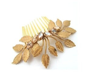 Gold leaf comb large wedding bridal hair comb wedding hair accessories