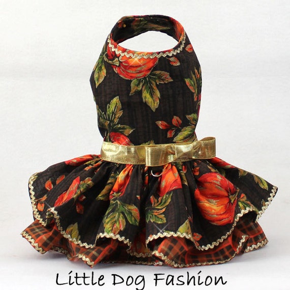 Dog Dress Dog harness dress Fall Dress for Small Dog