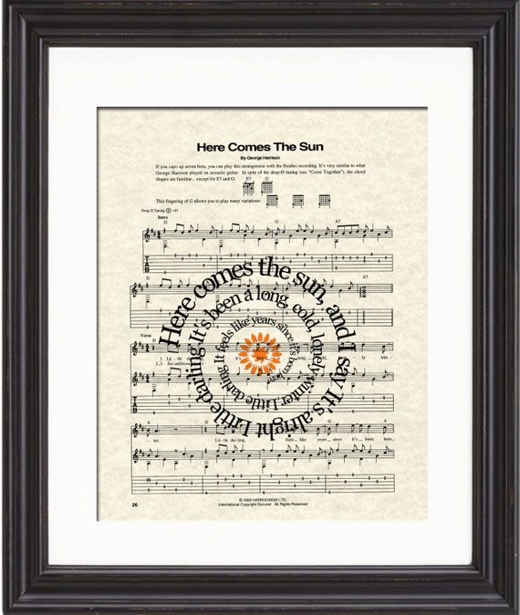 The Beatles Here Comes The Sun Song Lyric by WordsandMusicArt