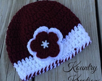 CROCHET Snowflake Hat, Crochet Hat, Crochet Snowflake Hat, Baby Hat, Toddler Hat, Snowflake Hat, Snowflake Hat (Ready to Ship)