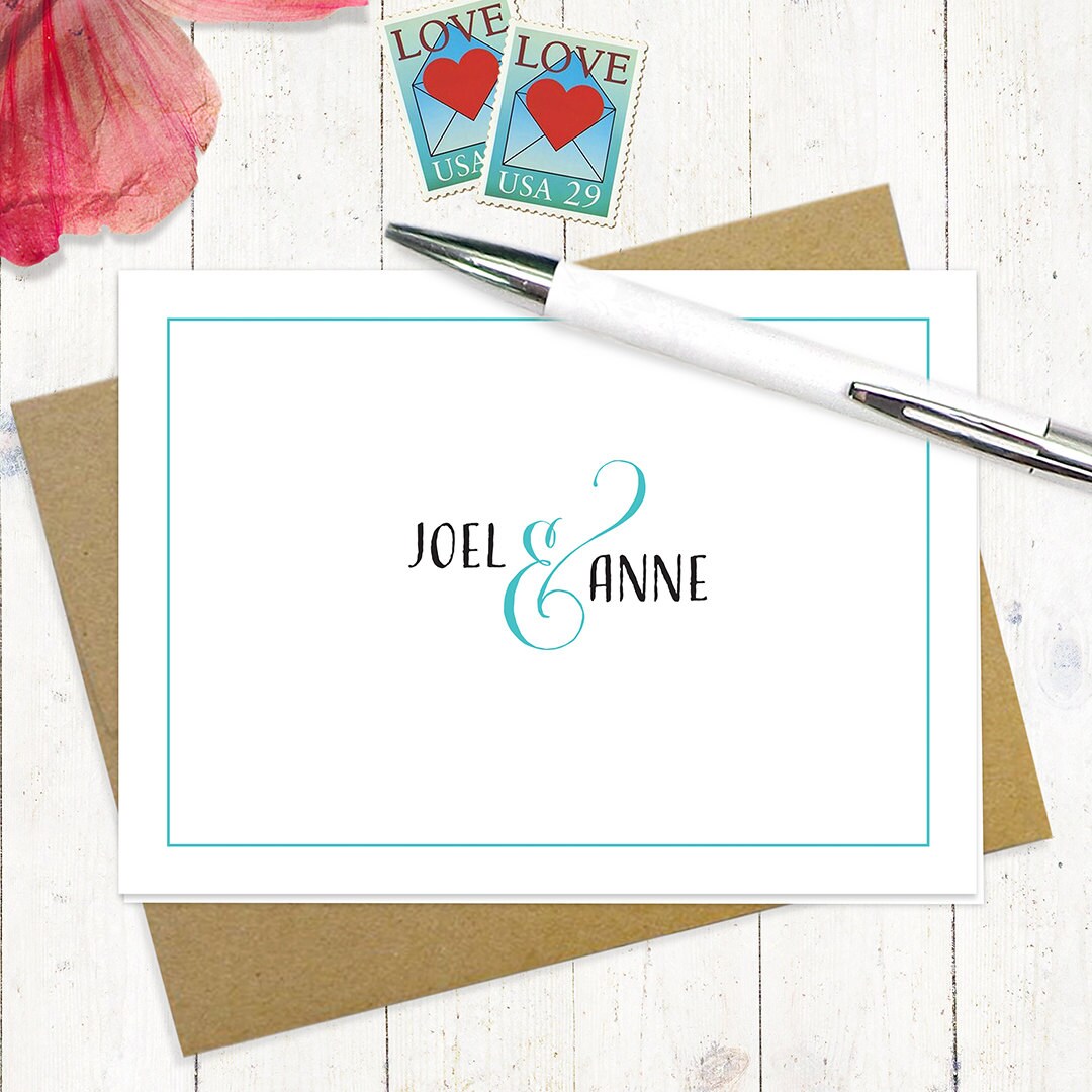 personalized stationery set COUPLES AND AMPERSAND set of 8