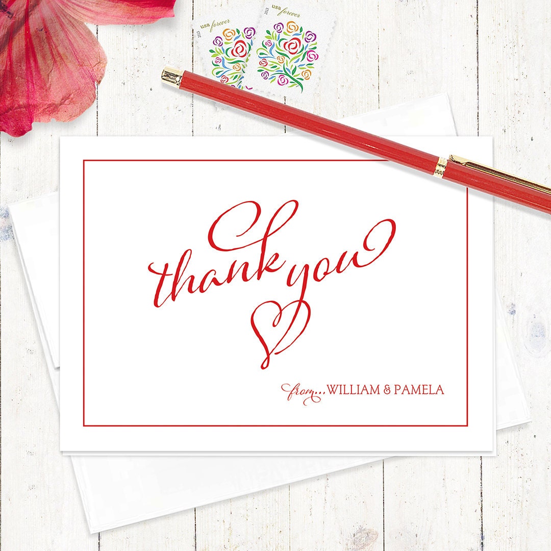 personalized thank you note cards THANK YOU from the HEART